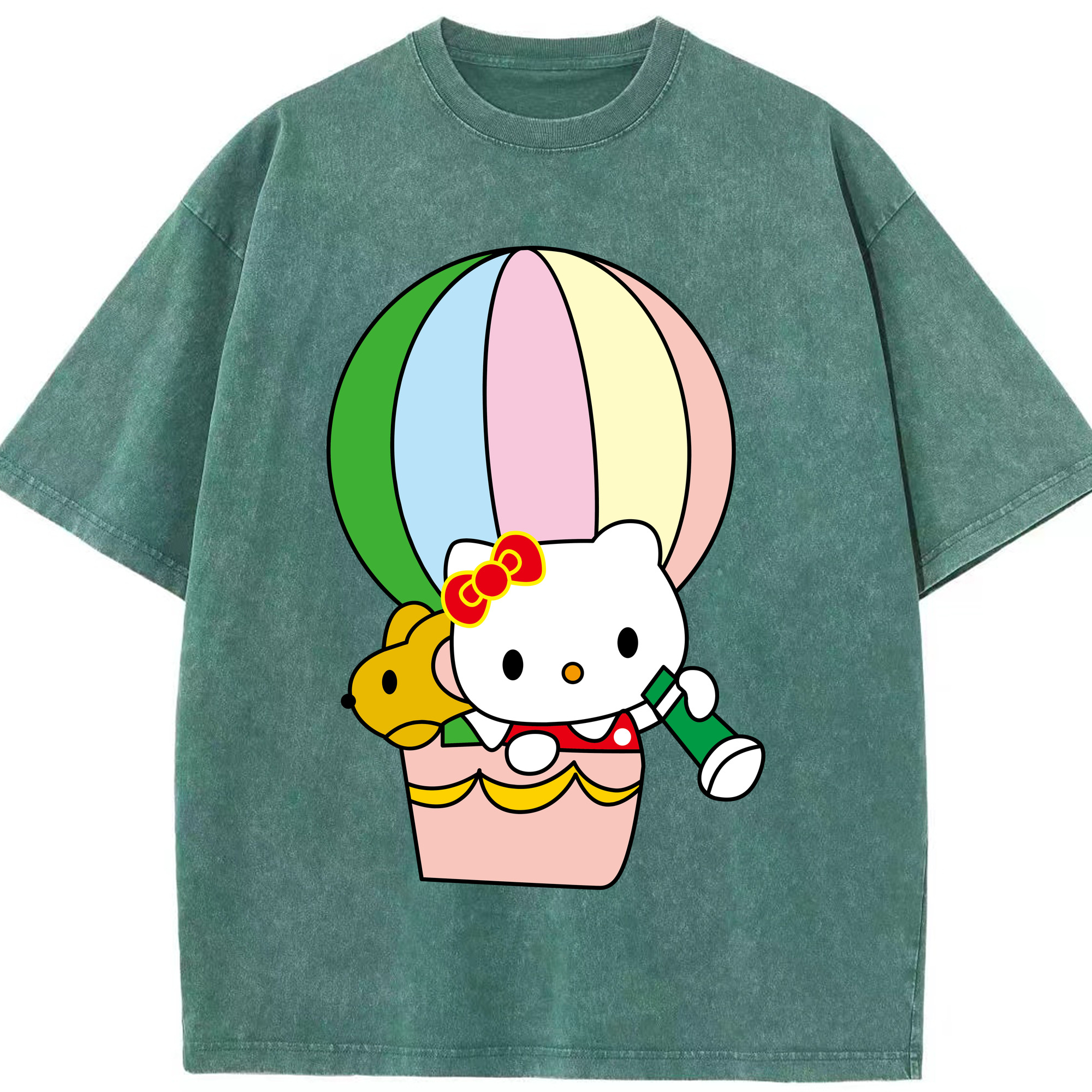 （画像用） Hello Kitty ハローキティ 綿100% ヴィンテージ風 半袖Tシャツ（フロントプリント）